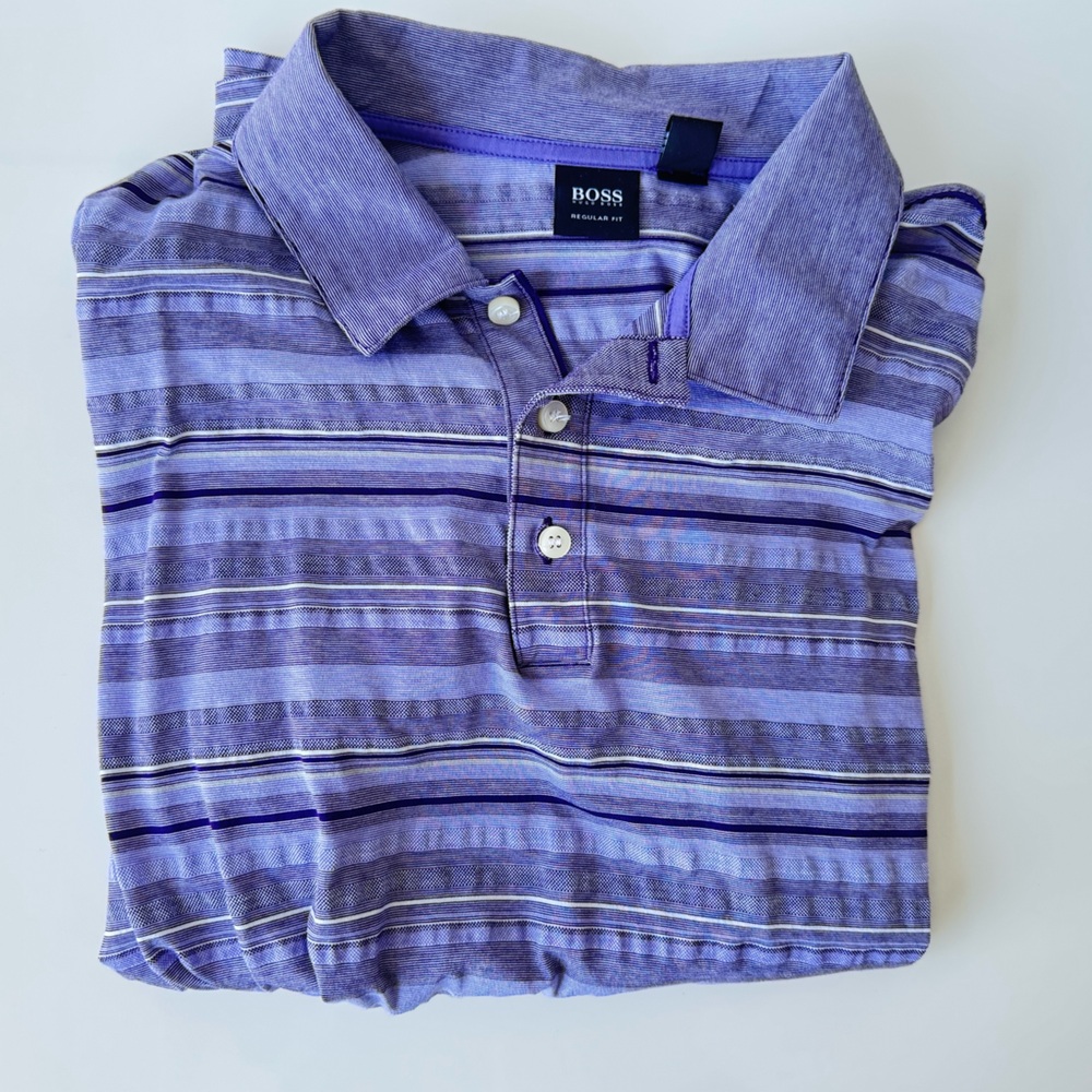 Hugo Boss Lavender and Gray Striped Shirt